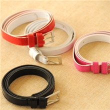 韩版时尚百搭亮色PU皮带女式细款亮皮腰带/糖果色腰带