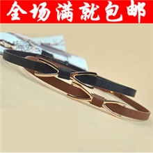 实拍韩版春季爆款女士细皮带蝴蝶结金属扣百搭连衣裙腰带女式