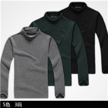 高领长袖打底衫男加绒加厚韩版修身纯色保暖一件代发=06=