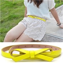 春夏韩版漆腰带流行pu皮糖果色蝴蝶结细百搭裤腰带带皮带批发