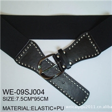 松紧腰带，PU加松紧腰带，马蹄扣腰带，PU包扣皮带