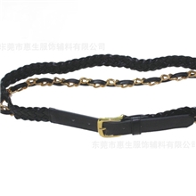 厂家生产PU小编织腰带金属链装饰腰链女士腰带腰饰质优价廉