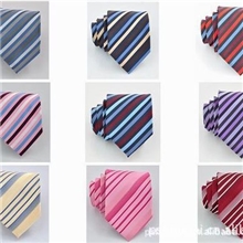[厂家直销批发定做]男士正装配饰100%涤纶领带藏青蓝条纹一件代发