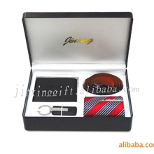 新奇特男士礼品套装皮夹皮带钥匙扣领带领带夹套装