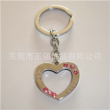 热销创意锌合金钥匙扣定做镶钻心形钥匙扣新款韩版钥匙扣