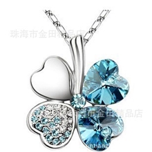 供应制作生产四叶草幸运草水晶吊坠项链时尚饰品