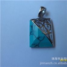 供应珠海生产925银镶嵌土耳其宝石吊坠项坠首饰批发零售