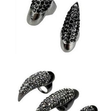 JZ049名家饰品复古奢华镶钻妖姬弯钩猫爪长指甲套戒指指环