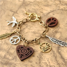 SL075名家饰品批发欧美Sumni爱心和平反战复古手链