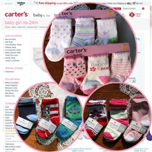 原单卡特3-6双装男女宝袜（多款）出口美国carter&lsquo;s童袜卡纸