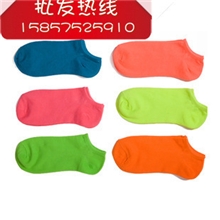 日韩国爆原宿潮款夏季荧光糖果色全棉纯棉女短款船袜子外贸原单