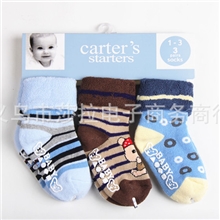 外贸牛货加厚儿童袜加厚童袜批发卡通毛圈袜加厚童袜防滑点胶