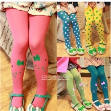 爆款女童糖果色天鹅绒打底连裤袜儿童袜子宝宝卡通kitty圆点丝袜