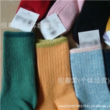淘宝爆款出口欧美儿童羊毛袜秋冬加厚保暖多色棉袜厂家直销