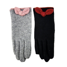 女款羊绒女款可爱/淑女蝴蝶结羊绒/羊毛分指女士手套