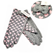 手套女高档超洋气款可爱爱心纯羊毛/羊绒女士手套