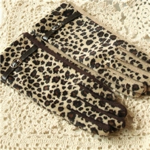 新款秋冬女式豹纹时尚百搭款皮扣羊绒羊毛淑女保暖显瘦手套