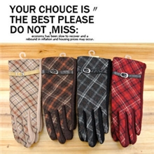 冬季2013女士大格子羊绒手套袖口带扣款手套时尚高雅爆款