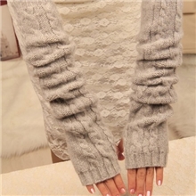 秋冬季！保暖韩版兔羊毛线女可爱半指露指手臂套袖套加厚长手套