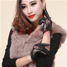 夏季开车女士防晒皮手套羊皮手背蕾丝时尚性感款式