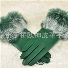 2013冬新女式真皮手套女士皮手套獭兔毛升级版毛口保暖羊皮手套