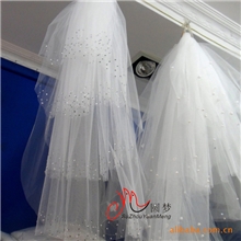 厂家直销批发各类新娘四层镶亮片头纱/米白色头纱007