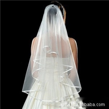 新娘婚纱头纱，婚礼头饰，单层包边头纱BSJ06-1.5m可定做厂家直销