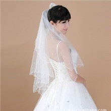新娘结婚纱头纱头饰J01-1.5M米白色珍珠头纱批发厂家直销现货混批
