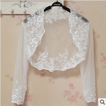 新款婚纱礼服披肩蕾丝长袖外套水钻小外套坎肩夏款纱披肩