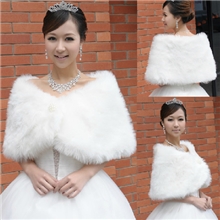 白色珠珠球毛披肩新娘白色毛披肩结婚毛披肩婚纱披肩礼服披肩P02