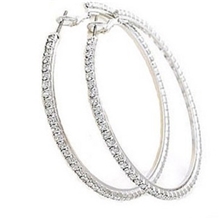 E-008-6日韩饰品2012新款单排爪链水钻6cmC型大圈圈耳环