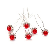 韩版时尚盘头饰品新娘盘发发饰花朵U型夹镶钻珍珠发簪子