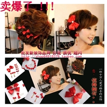 新娘头花韩版蝴蝶结八件套丝绸蝴蝶结新娘饰品新娘头饰