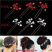 晃动花枝韩式珍珠新娘头饰白色头花结婚短发饰品小发簪婚纱配饰