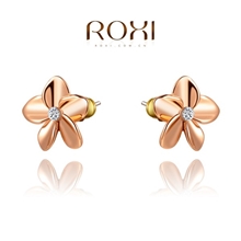 ROXI速卖通畅销款首饰耳饰批发正品奥地利水晶镀金五叶花耳钉