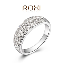ROXI外贸畅销款首饰手饰批发镶嵌正品奥地利水晶三排钻镀金戒指
