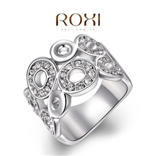 ROXI欧美时尚首饰手饰专业批发奥地利水晶超级个性银白圆环戒指