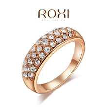 ROXI速卖通外贸畅销款手饰首饰批发正品奥地利水晶镀金三排钻戒指