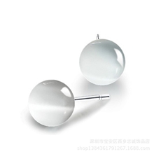 厂家直销批发S925纯银耳钉女款猫眼石耳钉纯银耳环时尚耳饰品
