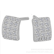 厂家直销批发925纯银弧形耳钉微镶耳饰生日礼物韩版弧形耳钉