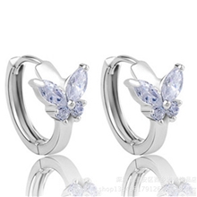 厂家直销批发925纯银耳环韩国时尚首饰品新款耳饰耳钉蝴蝶