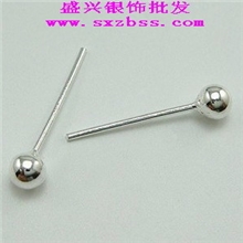 纯银S925纯银圆珠耳钉耳钉珠珠珠耳钉简约韩版直径3mm