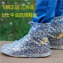 飞锐平跟高跟防雨鞋套时尚印花防水鞋套透明防雨鞋套防滑加厚底
