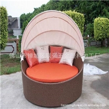 厂家直销圆床欧式双人床藤制家具户外家具创意躺床