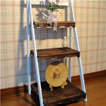 全实木可折叠三层花架旧木色花架zakka花架阶梯花架置物架