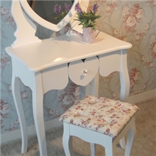 心形梳妆台可爱女孩梳妆台梳妆凳组合韩式白色清纯化妆桌凳