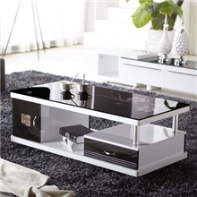包邮钢化彩绘印花玻璃黑白粉简约田园现代带抽屉小柜茶几抽屉