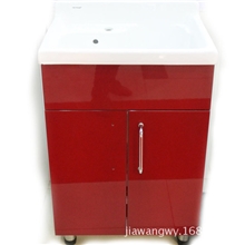 厂家批发中式风格厨房大红色烤漆厨柜水槽一体式