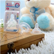 开心宝宽口径母乳实感SMLY全硅胶十字孔圆孔奶嘴2个装批发