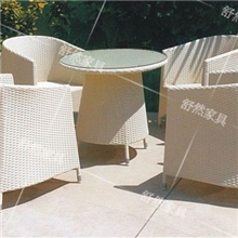 厂家直销户外仿藤家具铝藤桌椅组合酒店藤编桌椅铝架桌椅